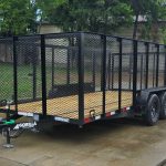 7x16 Powder Coated Straight Deck Utility Trailer with 4.5ft Mesh Sides (2) 3500lb Axles