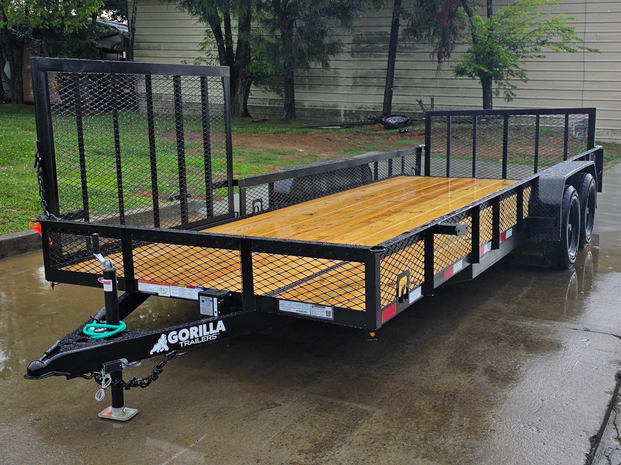 7x20 Dovetail Utility Trailer with 1ft Mesh Side Gate (2) 3,500lb Axles 7K GVWR - Image 1