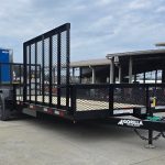 7x20 Powder Coated Utility Trailer with Side Gate and 18" Mesh (2) 5,200lb Axles