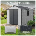 Patiowell 8x10 Plastic Storage Shed with Window and Lockable Door, Gray - Image 6