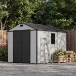 Patiowell 8x10 Plastic Storage Shed with Window and Lockable Door, Gray - Image 7