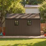 Kick-it 8x12 Plastic Storage Shed with Floor, Brown - Image 12