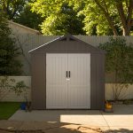 Kick-it 8x12 Plastic Storage Shed with Floor, Brown - Image 14