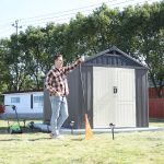 Kick-it 8x12 Plastic Storage Shed with Floor, Gray & Beige - Image 13
