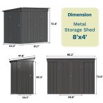 Patiowell 8x4ft Metal Shed with 3 Lockable Doors, Black - Image 3