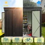 Patiowell 8x4ft Metal Shed with 3 Lockable Doors, Black - Image 5