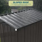 Patiowell 8x4ft Metal Shed with 3 Lockable Doors, Black - Image 4