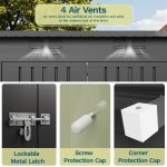 Patiowell 8x4ft Metal Shed with 3 Lockable Doors, Black - Image 6