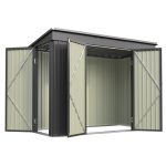 Patiowell 8x4ft Metal Shed with 3 Lockable Doors, Black