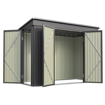 Patiowell 8x4ft Metal Shed with 3 Lockable Doors, Black