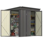 Patiowell 8x4ft Metal Shed with 3 Lockable Doors, Black - Image 10