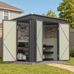 Patiowell 8x4ft Metal Shed with 3 Lockable Doors, Black - Image 2