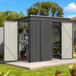 Patiowell 8x4ft Metal Shed with 3 Lockable Doors, Black - Image 7