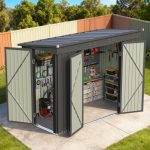 Patiowell 8x4ft Metal Shed with 3 Lockable Doors, Black - Image 9