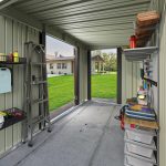 Patiowell 8x4ft Metal Shed with 3 Lockable Doors, Brown - Image 7