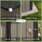 Patiowell 8x6 Metal Shed with Peak Roof (Brown) - Image 8