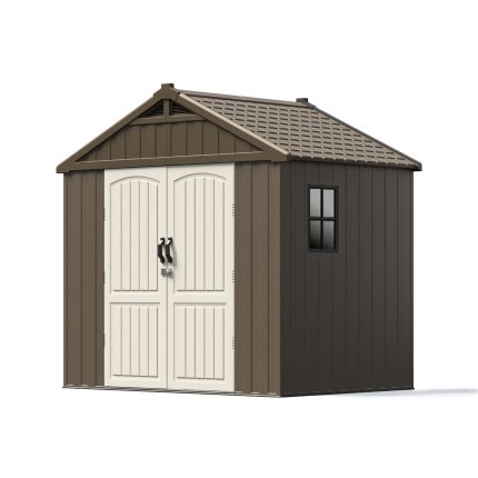 Kick-it 8x6 Plastic Storage Shed with Floor, Brown