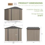 Patiowell 8x6 Metal Shed with Floor Frame, Brown - Image 3