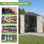 Patiowell 8x6 Metal Shed with Floor Frame, Brown - Image 6