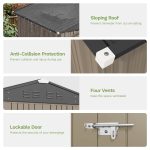 Patiowell 8x6 Metal Shed with Floor Frame, Brown - Image 4