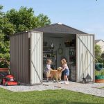 Patiowell 8x6 Metal Shed with Floor Frame, Brown - Image 7