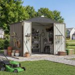 Patiowell 8x6 Metal Shed with Floor Frame, Brown - Image 2