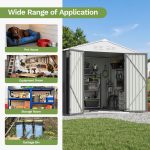Patiowell 8x6 Metal Shed with Floor Frame, Gray - Image 6