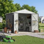 Patiowell 8x6 Metal Shed with Floor Frame, Gray - Image 2
