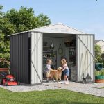 Patiowell 8x6 Metal Shed with Floor Frame, Gray - Image 7
