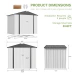 Patiowell 8x6 Metal Shed with Floor Frame, White - Image 3