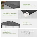 Patiowell 8x6 Metal Shed with Floor Frame, White - Image 4
