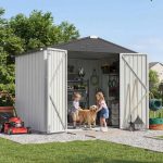 Patiowell 8x6 Metal Shed with Floor Frame, White - Image 7