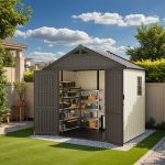 Kick-it 8x6 Plastic Storage Shed with Floor, Gray & Beige - Image 4