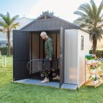 Kick-it 8x6 Plastic Storage Shed with Floor, Gray & Beige - Image 3