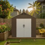 Kick-it 8x8 Plastic Storage Shed with Floor, Brown - Image 10