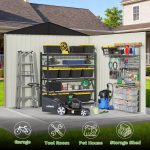 Patiowell 8x8ft Metal Shed with Lockable Doors, Brown - Image 5