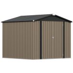 Patiowell 8x8ft Metal Shed with Lockable Doors, Brown