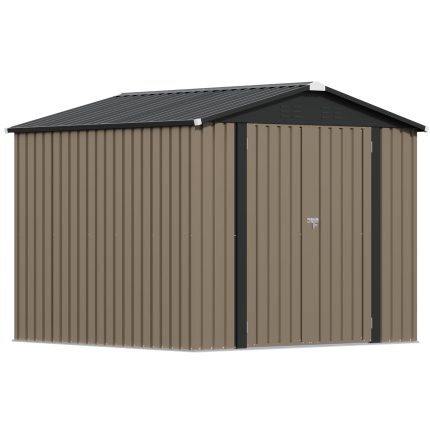 Patiowell 8x8ft Metal Shed with Lockable Doors, Brown