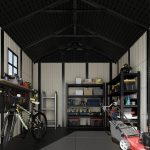 Kick-it 8x8 Plastic Storage Shed with Floor and Windows, Gray & Beige - Image 9