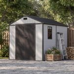 Patiowell 8x8 Plastic Storage Shed with Window and Lockable Door, Gray - Image 7