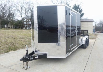7x20 Black V-nose Hybrid Enclosed Trailer (2) 7K Axles