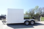 7x18 White Hybrid Enclosed V Nose (2) 7K Axles 2 Ft Fold Down Mesh Sides Pintle Hitch - Image 5