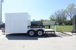 7x18 White Hybrid Enclosed V Nose (2) 7K Axles 2 Ft Fold Down Mesh Sides Pintle Hitch - Image 12