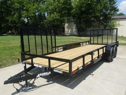 7x20 Powder Coated Straight Deck Utility Trailer with Side Gate (2) 3,500lb Axles
