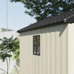 Kick-it 8x8 Plastic Storage Shed with Floor and Windows, Gray & Beige - Image 7