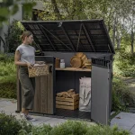 Keter Signature Decocoat Walnut 2020L Pent Garden storage 1325mm 1905mm - Image 2