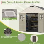Patiowell 10x12ft Plastic Storage Shed with Skylight, Lockable Door & Windows - Image 7