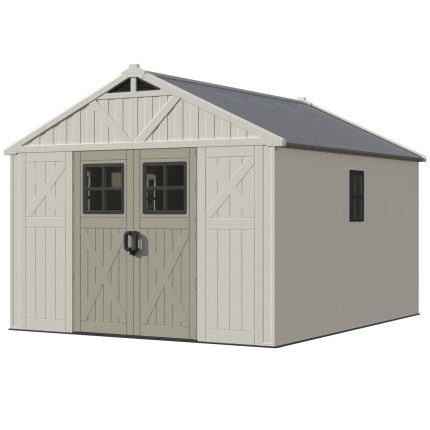Patiowell 10x12ft Plastic Storage Shed with Skylight, Lockable Door & Windows