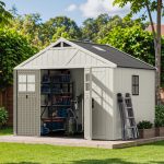 Patiowell 10x8 FT Kick-it Plastic Storage Shed with Skylight & Windows - Image 2