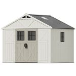 Patiowell 10x8 FT Kick-it Plastic Storage Shed with Skylight & Windows